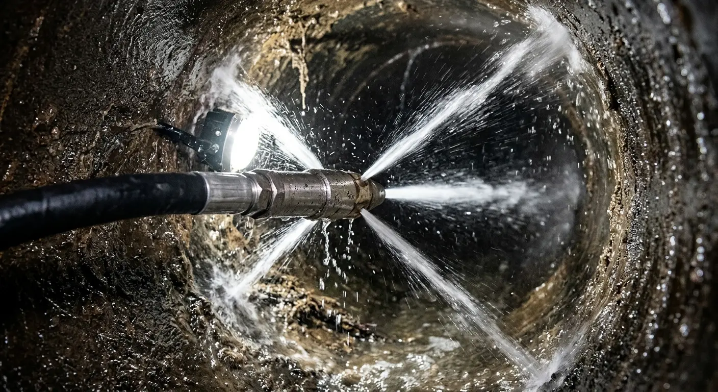 High-pressure hydro jetting nozzle cleaning sewer pipe for Sewer Line Relining in Park Ridge
